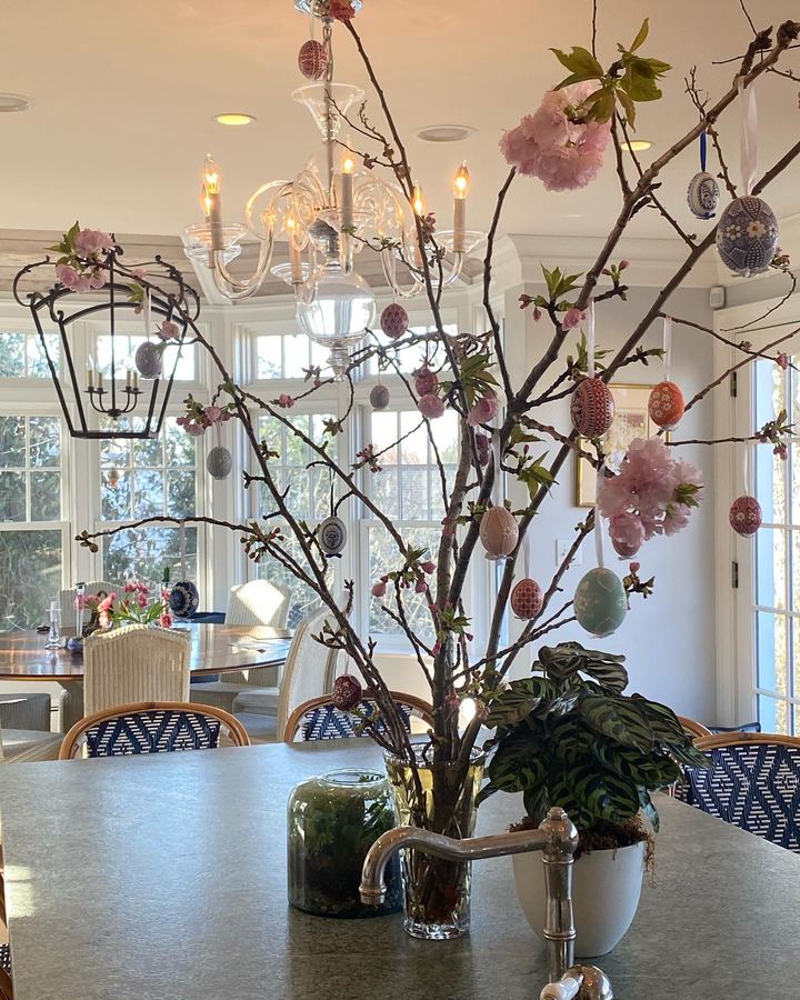 Easter branch tree with vintage Czech eggs