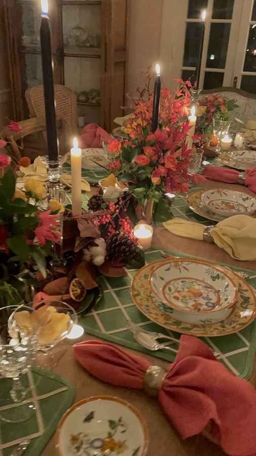 Thanksgiving, candles lit, evening
