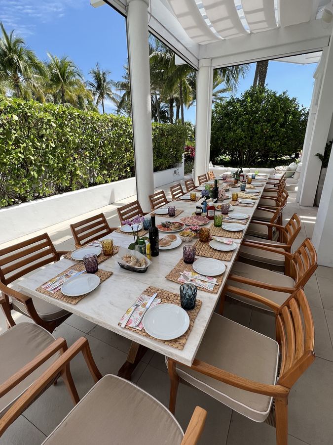 Easter in Miami, long white outdoor table