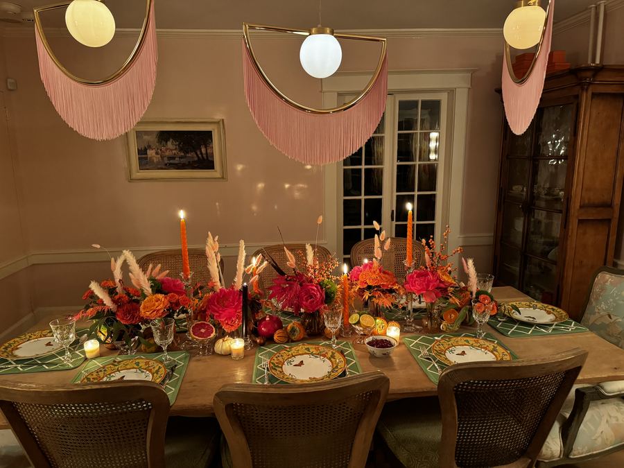 Thanksgiving wide with pink fringe swags